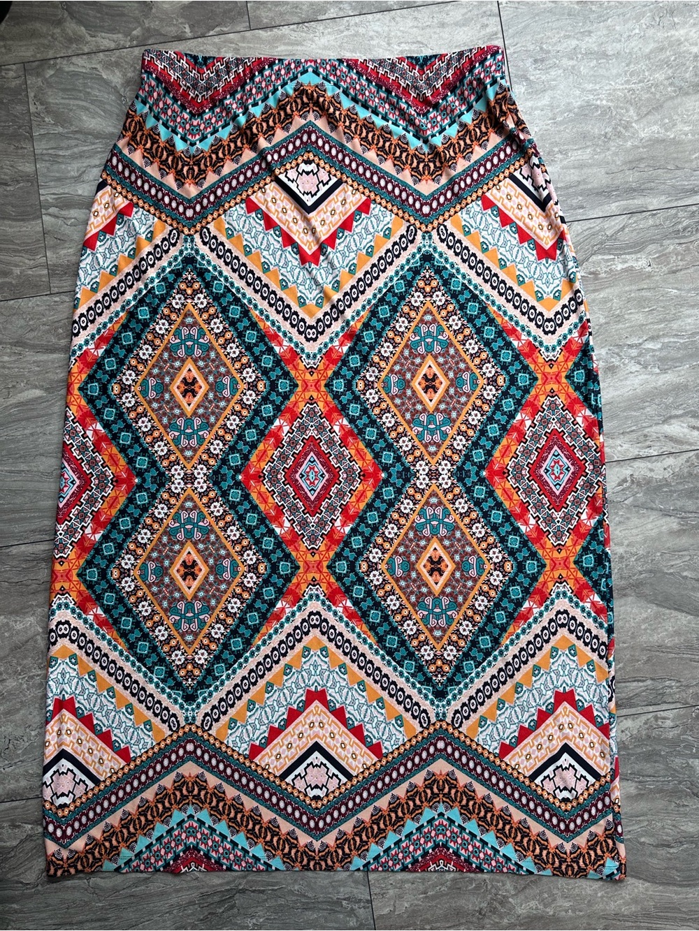 Westport 1962 Women 1X Maxi Skirt Boho Aztec Geometric Pull On Stretch Plus - Picture 6 of 6